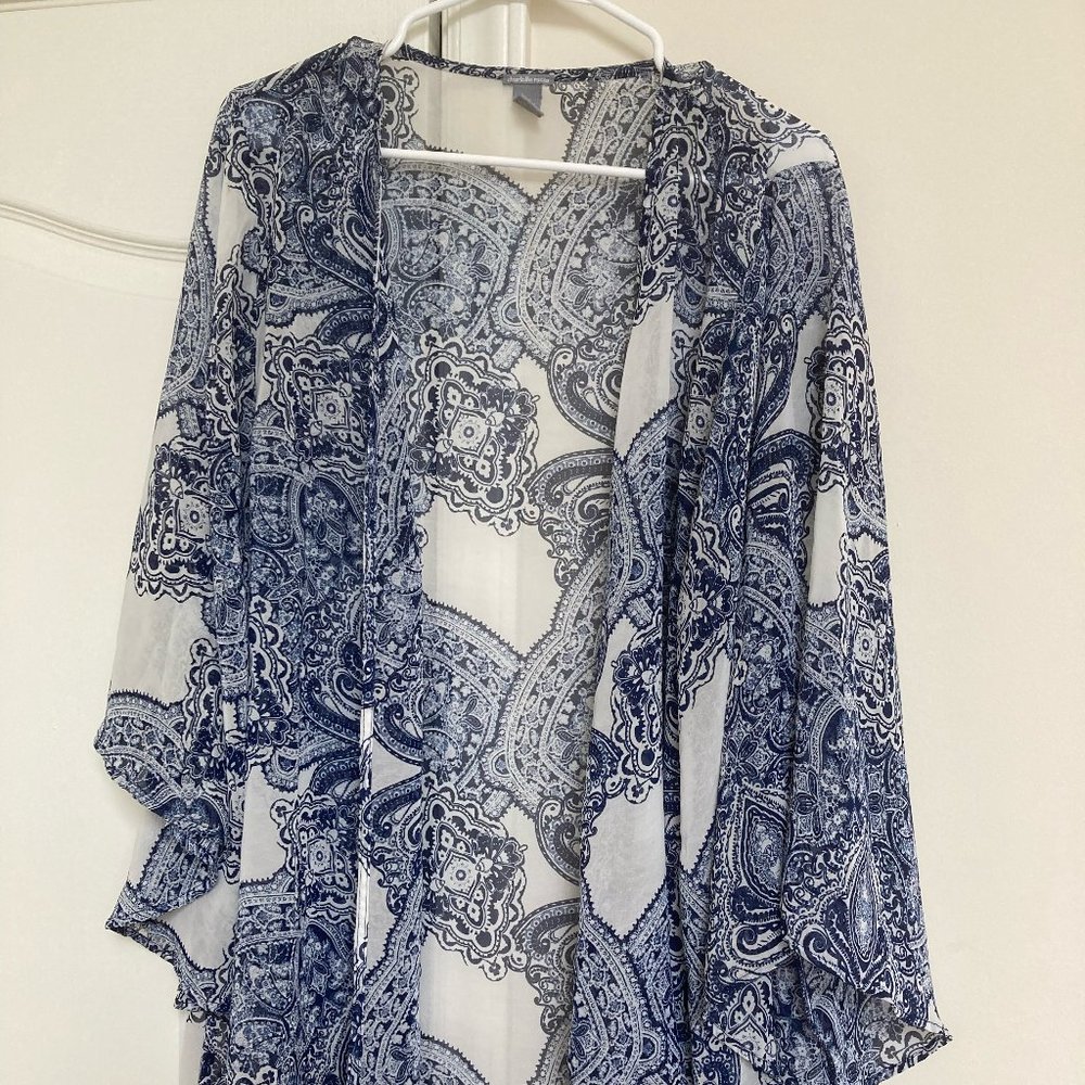 Charlotte Russe Blue Bandana Print Sheer Cover Up Size XL